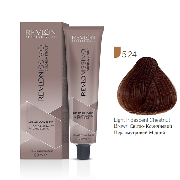 Краска для волос 5.24 Светло-коричневый перламутрово-медный Revlon Professional Revlonissimo Colorsmetique 60 мл - Фото 1 Краска для волос 5.24 Светло-коричневый перламутрово-медный Revlon Professional Revlonissimo Colorsmetique 60 мл - изображение 1