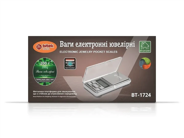 Электронные ювелирные весы 200г точность 0,01г BiTEK BT-1724 с подсветкой и функцией тара - Фото 4 Электронные ювелирные весы 200г точность 0,01г BiTEK BT-1724 с подсветкой и функцией тара - изображение 4