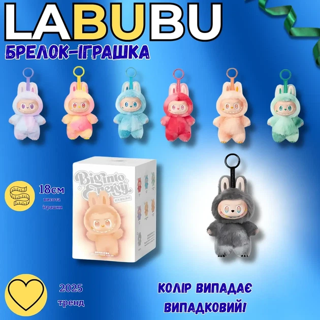 М’який брелок Labubu Pop Mart — плюшева міні-іграшка на рюкзак, сумку або ключі - Фото 2 М’який брелок Labubu Pop Mart — плюшева міні-іграшка на рюкзак, сумку або ключі - зображення 2