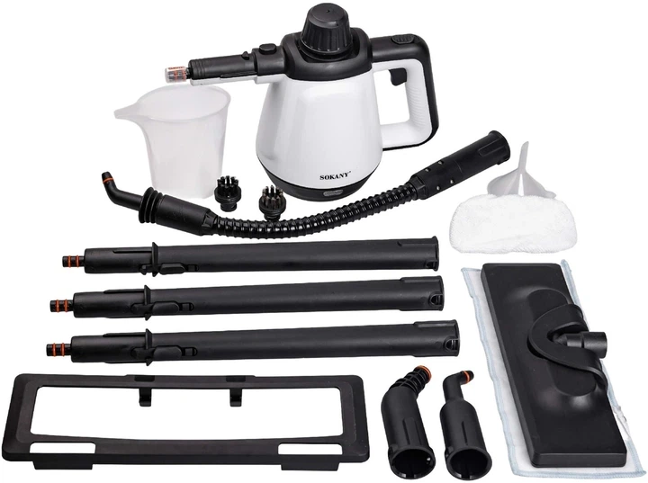 Пароочиститель Sokany SK-11047 White-Black ручной многофункциональный с набором насадок 1200 Вт (107-167-HP-UR-1) - изображение 4