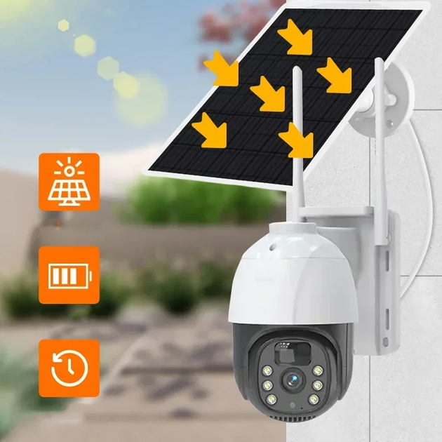 Вулична IP камера відеоспостереження із сонячною панеллю WiFi, tp8 v380 pro solar - зображення 8