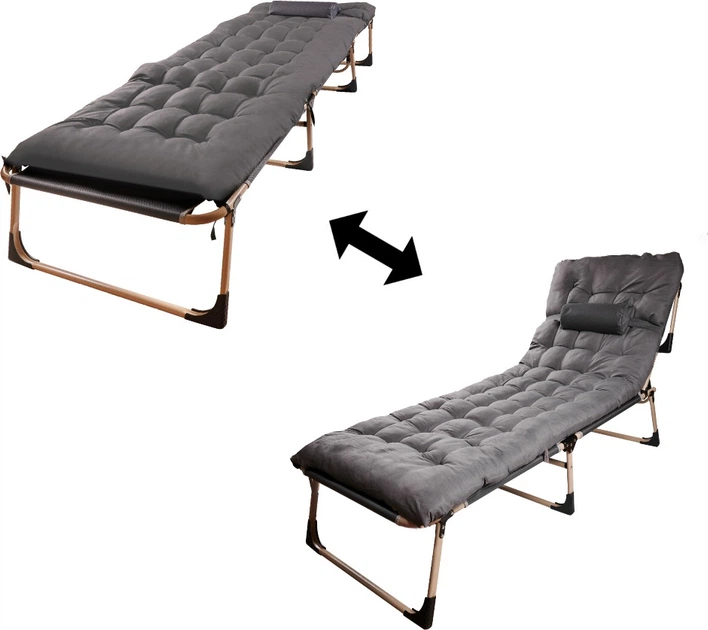 Łóżko polowe KIK LUARO 193 cm Ciemny szary (5903039749184) - obraz 4