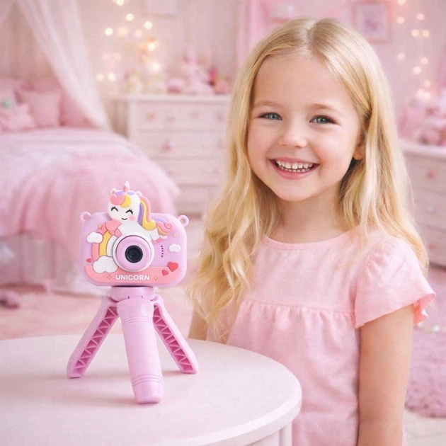 Цифрова камера дитяча KIK Єдиноріг на штативі Фіолетовий KX2858 (5903039770263) - зображення 11