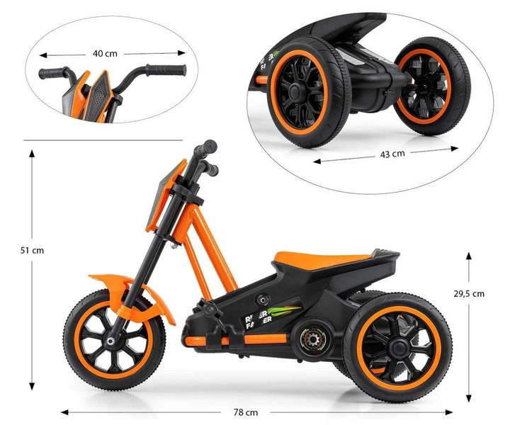 Детский 3-колесный карт Milly Mally Gokart Rider Orange 5721, 5901761129557 - изображение 8