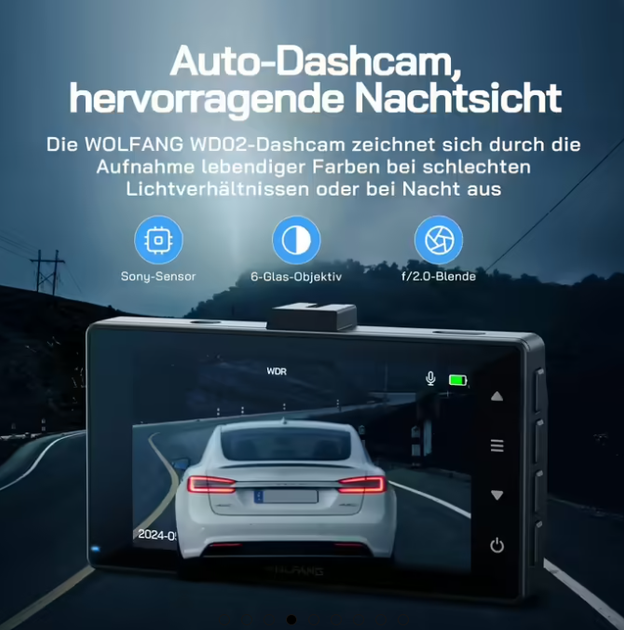 WOLFANG Dashcam 2.5K + 1080P Автомобильная камера, видеорегистратор с ночным видением, 170° угол обзора, WDR, парковочный режим - Фото 7 WOLFANG Dashcam 2.5K + 1080P Автомобильная камера, видеорегистратор с ночным видением, 170° угол обзора, WDR, парковочный режим - изображение 7