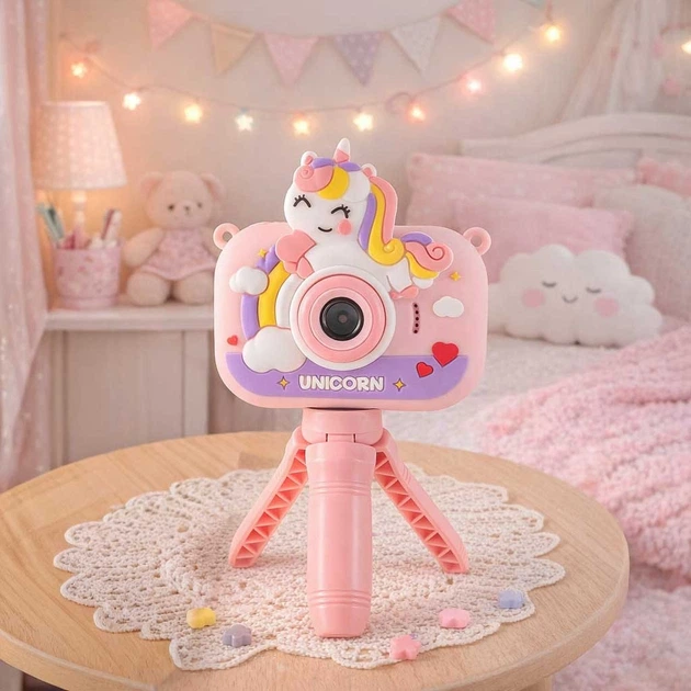 Цифрова камера дитяча KIK Єдиноріг на штативі Рожева KX2858_1 (5903039770270) - зображення 9