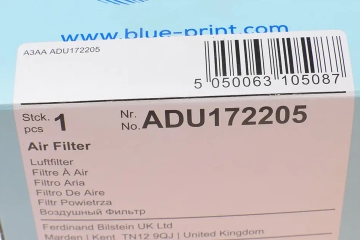 Фільтр повітряний Smart 0.6-0.7i 01-07 BLUE PRINT ADU172205 - Фото 5 Фільтр повітряний Smart 0.6-0.7i 01-07 BLUE PRINT ADU172205 - изображение 5
