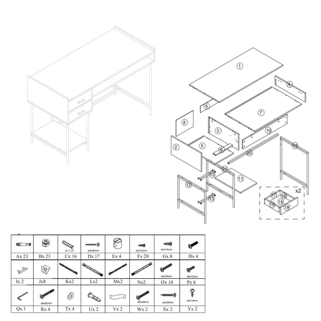 Стіл Atmosphera Tedy з висувними ящиками 110 x 55 x 78.5 см Чорний (3560231638252) - зображення 3