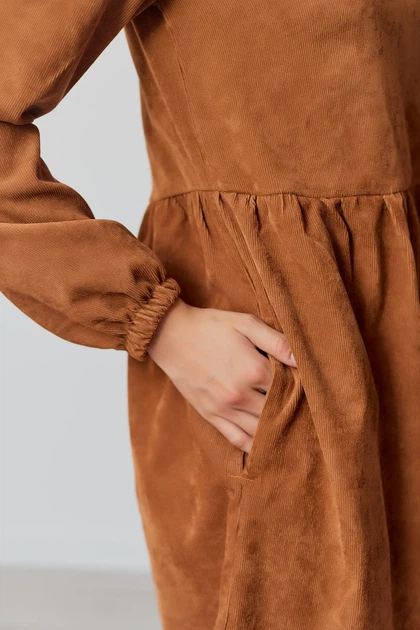 Сукня жіноча Estilo повсякденна-casual мікровельвет карамель 01-203 42р - изображение 2