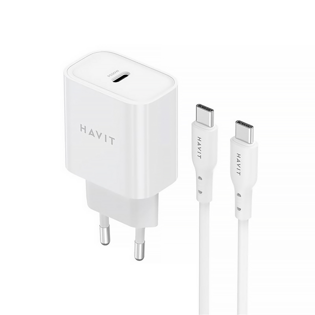 Зарядний пристрій HAVIT ST934 20W USB-C з кабелем USB-C-USB-C - изображение 4