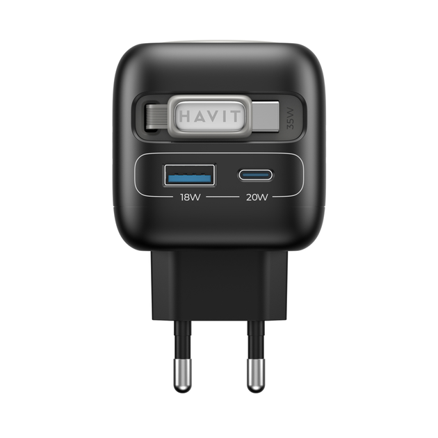 Зарядний пристрій HAVIT UC250 GaN 35W USB-A+USB-C +Кабель USB-C +Watch Charger - изображение 5