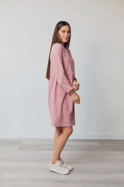 Сукня жіноча Estilo повсякденна-casual мікровельвет пудровий 01-203 42р - Фото 2 Сукня жіноча Estilo повсякденна-casual мікровельвет пудровий 01-203 42р - изображение 2