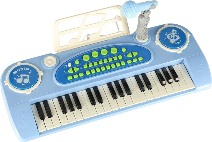 Keyboard muzyczny dla dzieci KIK z mikrofonem i statywem Niebieski KX3041 (5903039767676) - obraz 4