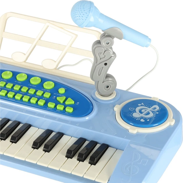 Keyboard muzyczny dla dzieci KIK z mikrofonem i statywem Niebieski KX3041 (5903039767676) - obraz 10
