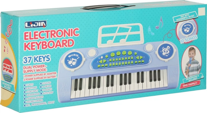 Keyboard muzyczny dla dzieci KIK z mikrofonem i statywem Niebieski KX3041 (5903039767676) - obraz 14