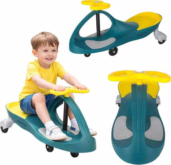 Jeździk grawitacyjny KIK ze świecącymi kołami LED Żółty KX4880_2 (5903039754645) - obraz 10