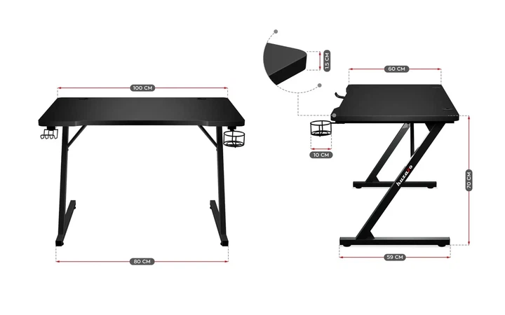 Геймерський стіл Huzaro Hero 1.8 100cm black - зображення 6