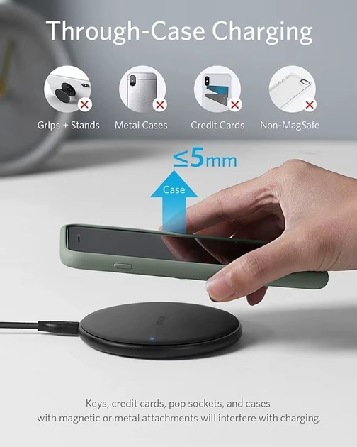 Беспроводное зарядное устройство Anker 313 Wireless Charger Qi 10W Black - Фото 2 Беспроводное зарядное устройство Anker 313 Wireless Charger Qi 10W Black - изображение 2