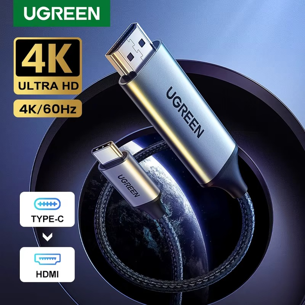 Кабель UGREEN MM142 USB-C to HDMI 4K/60Hz 1м - зображення 2