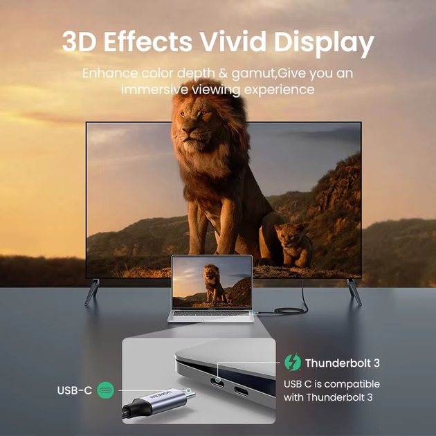Кабель UGREEN MM142 USB-C to HDMI 4K/60Hz 1м - зображення 3