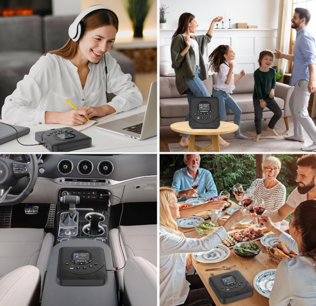 Портативный CD плеер MONODEAL с колонками, Bluetooth, TF карта, FM приемник и передатчик, TFT экран, аккумуляторный Discman - изображение 8