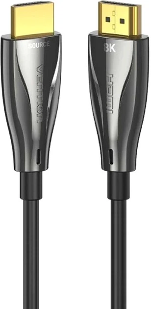 Кабель Vention HDMI M - M, 60.0 м, V2.1, Optical 8K 60Гц 48Gbps Dolby 7.1 TPE Black Zinc Alloy Type (ALBBAE) - зображення 4