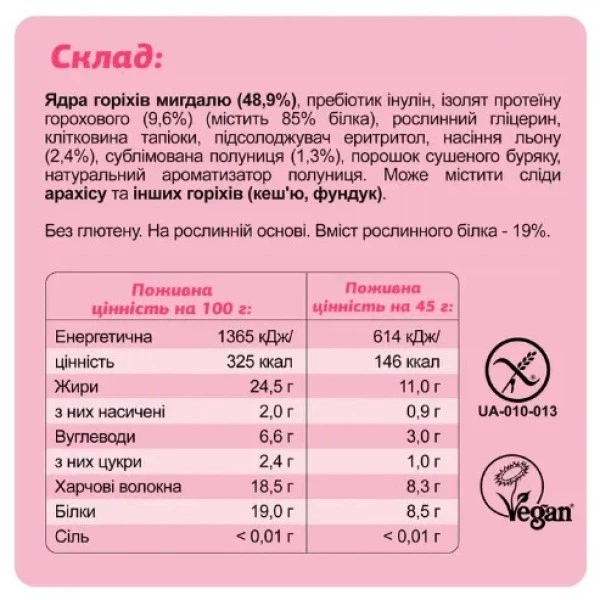 Батончики протеиновые FIZI Keto Protein Bar 10x45g Strawberry + Almond (1086-2022-10-2478) - Фото 2 Батончики протеиновые FIZI Keto Protein Bar 10x45g Strawberry + Almond (1086-2022-10-2478) - изображение 2