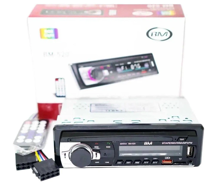 Автомагнитола BOSCHMANN BM-520 1DIN с Bluetooth, RGB подсветкой панели, двойной USB, поддержка microSD/TF, AUX вход, MP3 - изображение 6