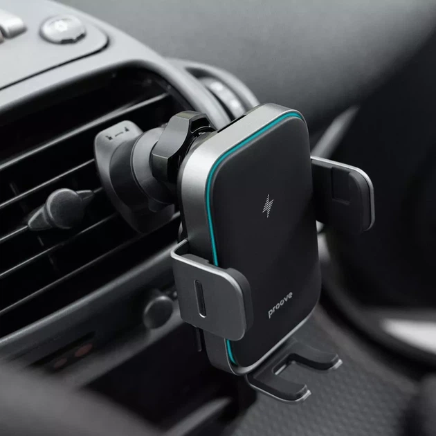 Автомобільний тримач з Бездротовим Зарядним пристроєм Proove Triple Clamp Pro 15W / Металево-сірий - Фото 4 Автомобільний тримач з Бездротовим Зарядним пристроєм Proove Triple Clamp Pro 15W / Металево-сірий - зображення 4