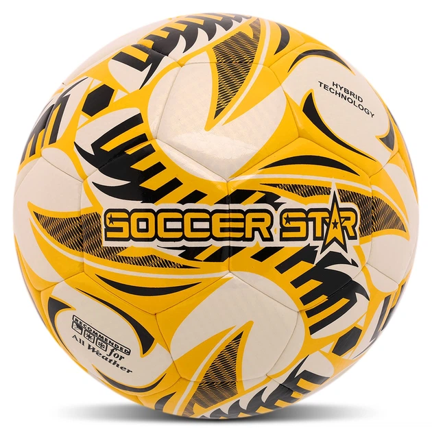 Мяч футбольный №5 32 панели ручная сшивка термосклеивание полиуретан HYBRID SOCCER STAR TO-TOWN белый-желтый FB-4508 - Фото 1 Мяч футбольный №5 32 панели ручная сшивка термосклеивание полиуретан HYBRID SOCCER STAR TO-TOWN белый-желтый FB-4508 - изображение 1