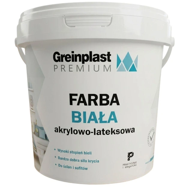 Преміум фарба акрилово-латексна біла Greinplast Premium 5 л - Фото 1 Преміум фарба акрилово-латексна біла Greinplast Premium 5 л - изображение 1