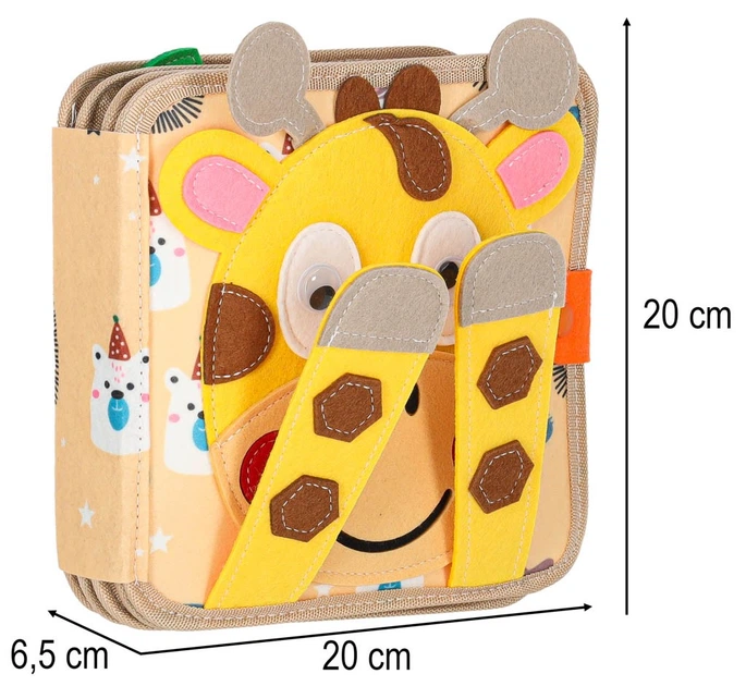 Książeczka sensoryczna Ikonka edukacyjna filcowa 3D manipulacyjna ruchome elementy Żyrafa (KX2989) (5903039768451) - obraz 11