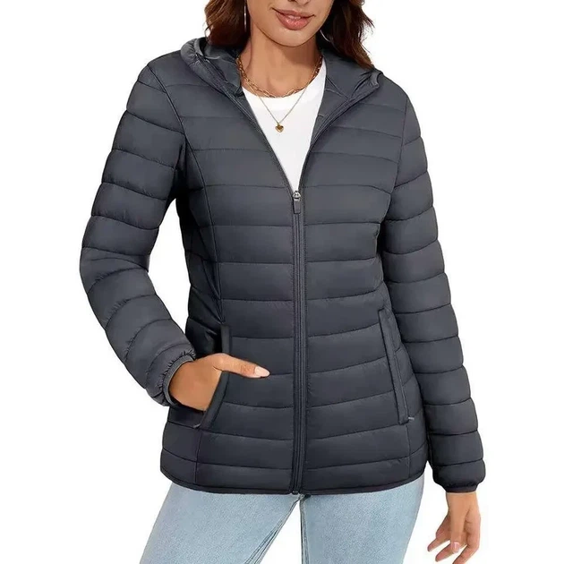 Женская легкая демисезонная куртка черная 2XL - изображение 5