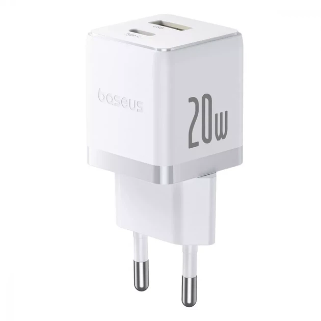 МЗП Baseus Palm Быстрая Зарядка Type-C+USB 20 Вт white - Фото 1 МЗП Baseus Palm Быстрая Зарядка Type-C+USB 20 Вт white - изображение 1