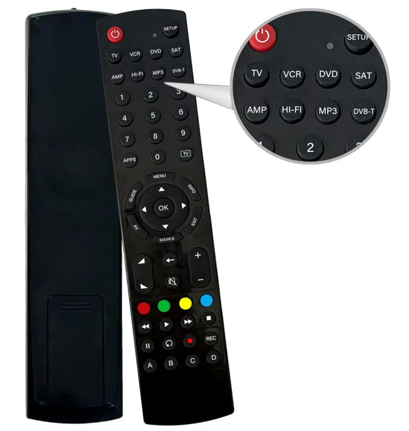 Универсальный пульт для 8 устройств TV, Freeview, Blu-ray, медиа, аудио, игр - Riry Universal Remote - Фото 1 Универсальный пульт для 8 устройств TV, Freeview, Blu-ray, медиа, аудио, игр - Riry Universal Remote - изображение 1