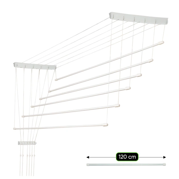 Suszarka na pranie Kadax sufitowa 6 prętów 120 cm Biała K5030 (5903699441565) - obraz 2