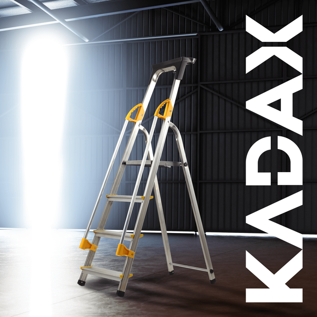 Drabina aluminiowa Kadax Bykle z podestem 4 stopnie 150 kg K4419 (5903699435069) - obraz 8