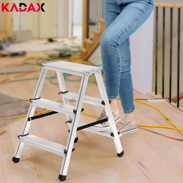 Drabina aluminiowa Kadax Musko z podestem 3 stopnie 125 kg K4417 (5903699435045) - obraz 6