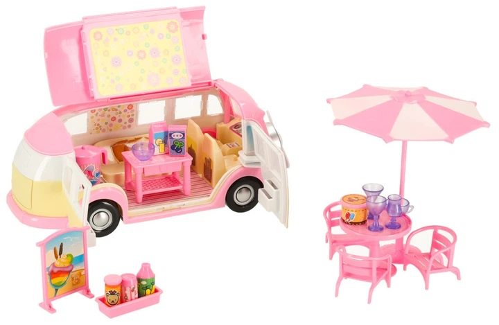 Ігровий набір Ikonka Автомобіль-морозивниця Магазин морозива Кемпер з розкладним столиком і стільцями 30 елементів (KX3037) (5903039767713) - зображення 10