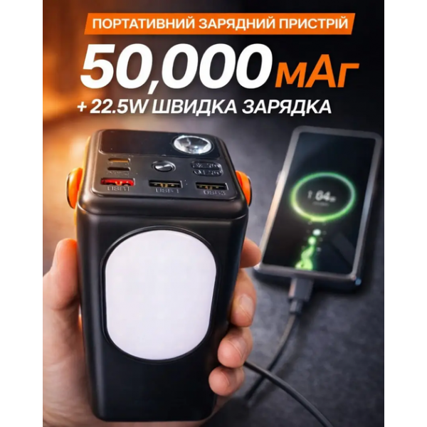 Повербанк Moltis 50 000 мА·год з швидкою зарядкою 22.5W, 3 USB, LED-ліхтар 10113 - Фото 1 Повербанк Moltis 50 000 мА·год з швидкою зарядкою 22.5W, 3 USB, LED-ліхтар 10113 - зображення 1