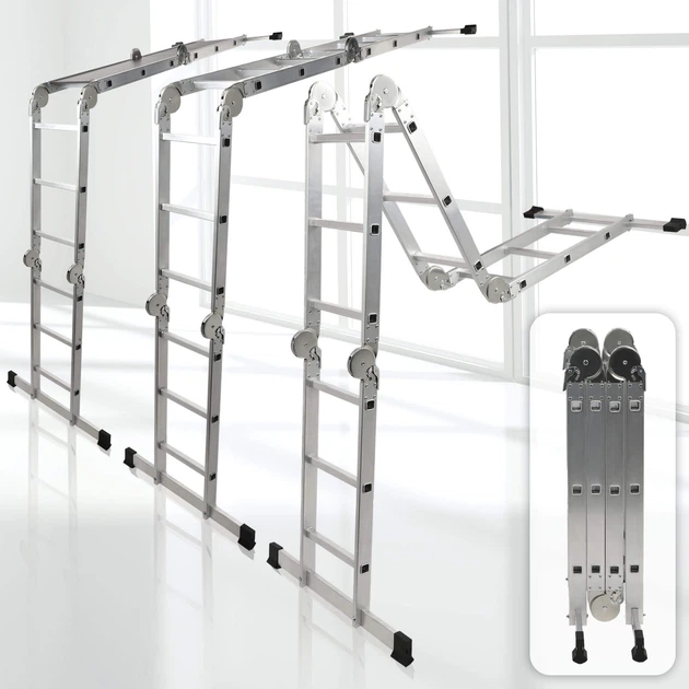 Drabina aluminiowa przegubowa Kadax 12 stopni 150 kg K4418 (5903699435052) - obraz 3