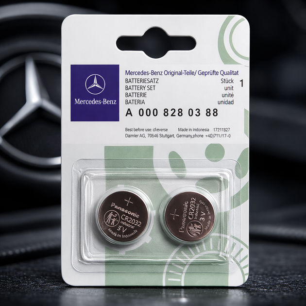 Литиевая батарейка CR2032 3V для ключа Mercedes A0008280388 (комплект 2 шт) - Фото 1 Литиевая батарейка CR2032 3V для ключа Mercedes A0008280388 (комплект 2 шт) - изображение 1