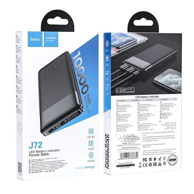 Павербанк Hoco J72 10000mAh 15W Power Bank Чорний - Фото 6 Павербанк Hoco J72 10000mAh 15W Power Bank Чорний - зображення 6