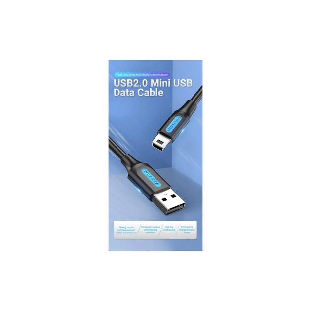 Дата кабель USB 2.0 AM to Mini 5P 2.0m black Vention (COMBH) - изображение 4