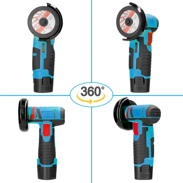 Акумуляторна болгарка 76 мм + 2 акумулятори 12V Міні болгарка Електроболгарка в кейсі - зображення 3