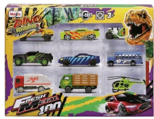 Zestaw pojazdów Maisto Dino Adventure Fresh Metal Vehicle 9 szt MST11461 (090159114611) - obraz 1