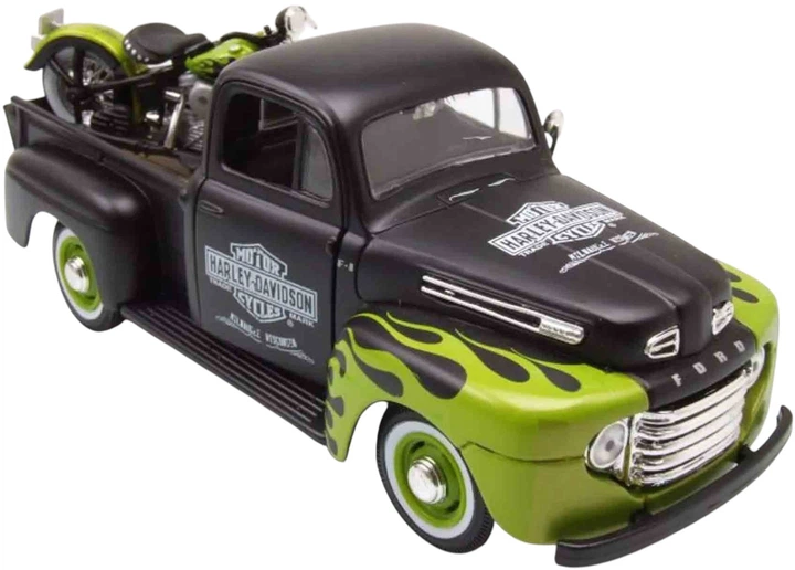 Набір моделей Maisto Ford F-1 і мотоцикл Harley-Davidson FL Panhead 1948 1:24 Чорно-зелений MST32171 (090159321712) - зображення 2