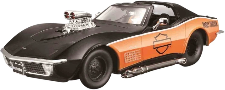 Металева модель автомобіля Maisto Harley-Davidson Edition Chevrolet Corvette 1970 1:24 Чорно-помаранчева MST32193 (090159321934) - зображення 2