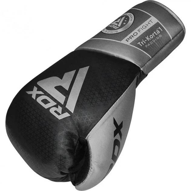 Боксерські Рукавички RDX K1 Mark Pro Fight Boxing Gloves Чорно-Срібний 8oz (BGM-PFTK1S-8oz) - изображение 2