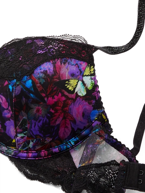 Комплект білизни Shine Strap Lace Push-Up Bra Thong Moody Floral Чорний 34C-S - Фото 4 Комплект білизни Shine Strap Lace Push-Up Bra Thong Moody Floral Чорний 34C-S - зображення 4